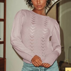 Lulus Dusty Lavender Pointelle Sweater